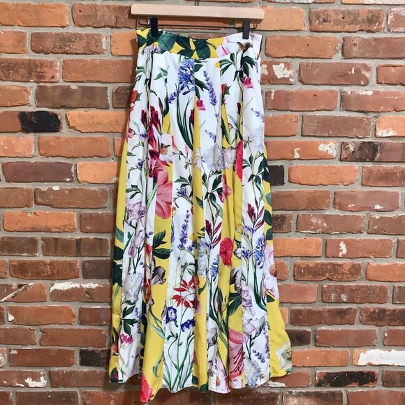 Rococo Sand Anthropologie Yellow Aprile Floral Pleated Skirt Size 4 - Picture 8 of 11